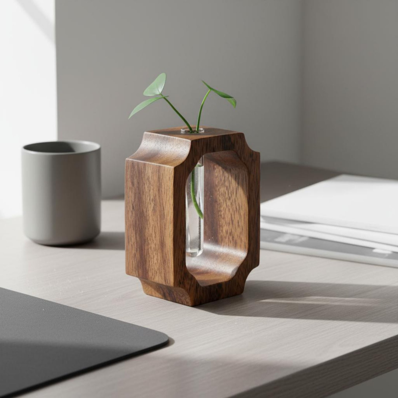 Walnut Wood Vase Easy to Clean - Propagation Station Vase recension och pris