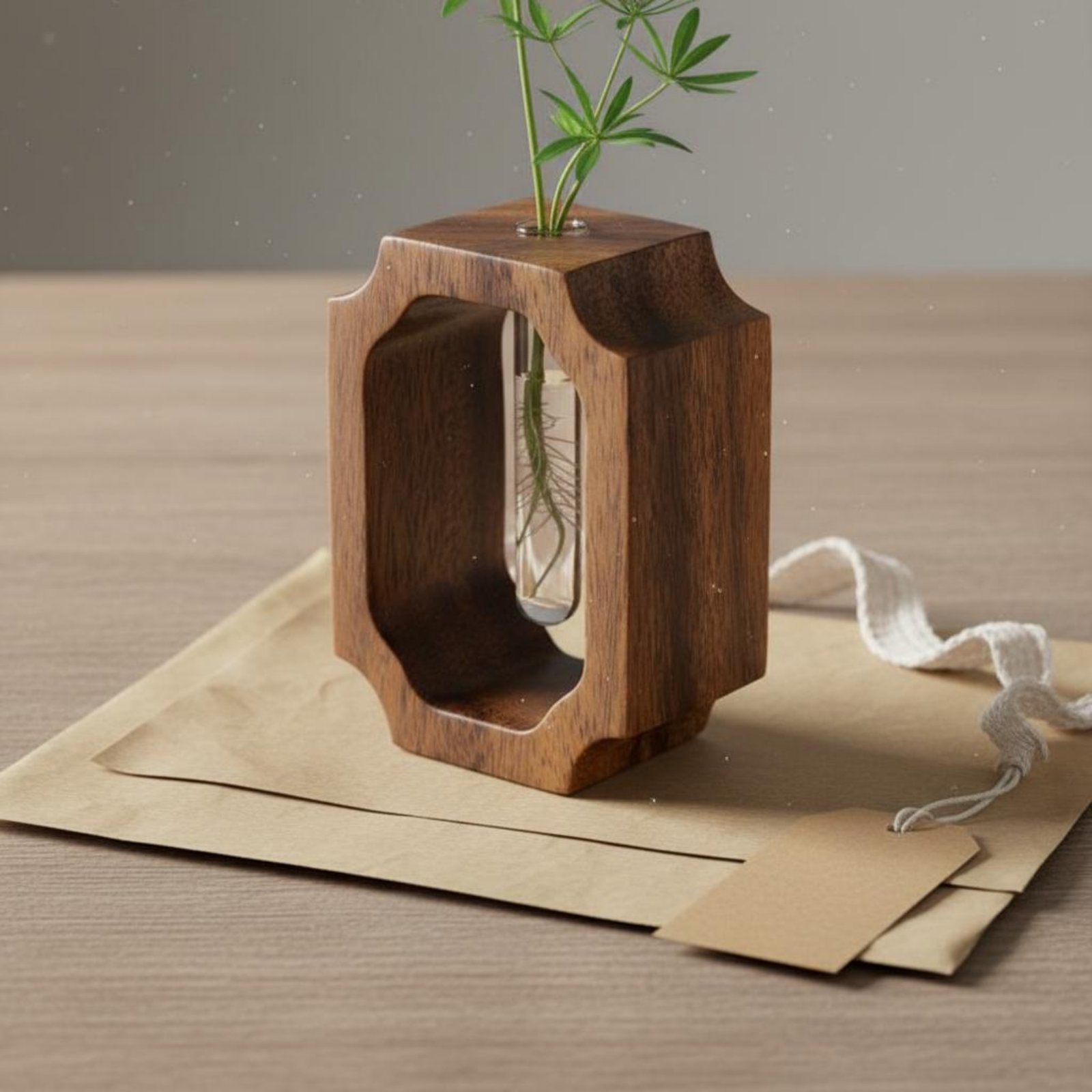 Walnut Wood Vase Easy to Clean - Propagation Station Vase recension och pris